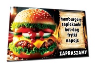 BANER 2x1m HAMBURGERY ZAPIEKANKI, HOT DOG FRYTKI NAPOJE REKLAMA bar pub