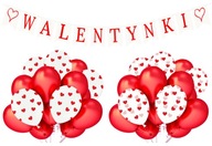 Zestaw Dekoracja Walentynkowy na WALENTYNKI Baner Balony Czerwone Serca