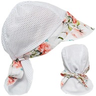 Biała czapka przeciw poceniu 44-48 chroni kark wiązana chustka z daszkiem