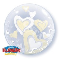 Balon 24 białe i ekri unoszące się serca boubble