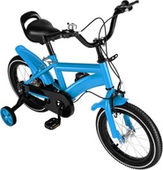 "14"" detský bicykel v modrej farbe so stabilizačnými kolieskami"