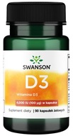 Swanson Vitamín D-3 4000IU 90 kaps. Veľká dávka Imunita Zdravé svaly