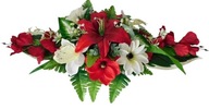 Stroik na grób, cmenatrz kompozycja kwiatowa, lilia , czerwono- biały
