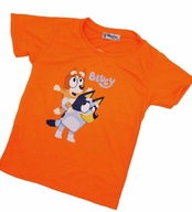 BLUZKA KRÓTKI RĘKAW T-SHIRT NEON POMARAŃCZOWY BLUEY 110/116