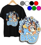 KOSZULKA DZIECIĘCA T-SHIRT - BLUEY BLUE I BINGO BAJKI KOLORY - XXXS 86-92