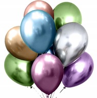 Balony platynowe KOLOROWE shiny chromowane 1-99 urodziny party Mix. 7szt