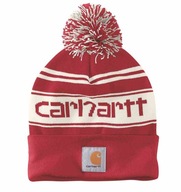 Šiltovka Carhartt Knit PomPom Cuffed Logo Beanie RED