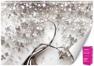 Fototapeta Drzewo 3D Srebrne Liście Kwiaty Gwiazdy