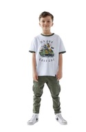 T-shirt All For Kids 128/134 biały khaki t-shirt Bluzka