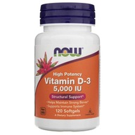 Now Foods Vitamín D3 5000 IU Odolnosť Regenerácia Silné kosti 120 kaps