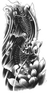 Tatuaż ryby kwiaty