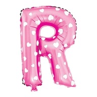 Balon foliowy litera "R"Różowa w serca 40 cm