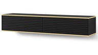 RTV skrinka SUBI 180 cm závesná frézovaná čierna matná zlatá