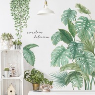 Nálepka na stenu s kreatívnymi zelenými PVC listami pre výzdobu obývacej izby