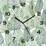 Tiché sklenené hodiny Lesné listy obrysy 30x30 cm