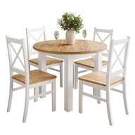 Set OLEA stôl + 4 stoličky biely dub craft zlatý