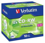 VERBATIM CD-RW 700MB 8-12X JEWEL CASE*10 43148