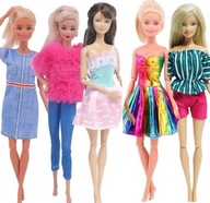 ZESTAW 5 PAR UBRAŃ + BUTY DLA LALKI TYPU BARBIE