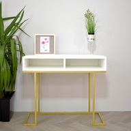 Toaletný stolík GLAMOUR zlatý rošt + biele police KoyGarden - model I