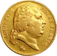 Francja 20 Franków 1824A Louis XVIII