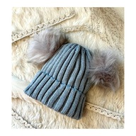 Modna czapka zimowa z pomponami dla niemowląt prezent dzieci 0-3 lat 28-52