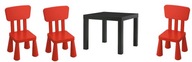 IKEA LACK Konferenčný stolík+ MAMMUT Tri detské stoličky