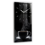 Hodiny Obraz Sklenený Tichý mechanizmus do kuchyne Šálka čiernej kávy 30x60