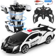 TRANSFORMUJÚCI ROBOT AUTO LED ZVUK SADA POLÍCIA DIAĽKOVO OVLÁDANÁ
