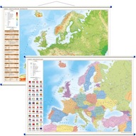 Europa mapa ścienna polityczna fizyczna dwustronna 140x100 na 2024 ArtGlob