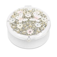 Puzderko biżuterię szkatułka srebrna kwiaty motyl