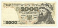 2000 złotych 1977 seria jednoliterowa D stan 3