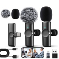 Klopový bezdrôtový mikrofón pre telefóny s USB-C a iOS/Android