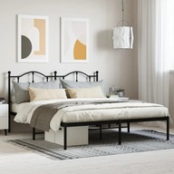 Kovový rám postele s čelom čierny 180x200 cm