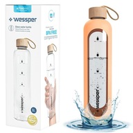 Sklenená fľaša Motivačná fľaša Wessper Activemax 1000ml + marhuľové puzdro