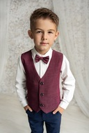 Bordová obleková vesta pre chlapca na dovolenku + mucha 152