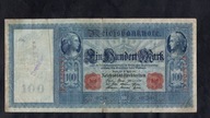 BANKNOT NIEMCY -- 100 marek -- 1910 rok, CZERWONA PIECZĘĆ, seria E