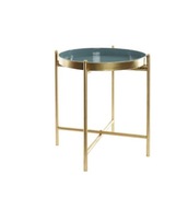 Home Decor Dekoratívny pomocný stolík 33 x 40 cm kovový zlatý/tyrkys