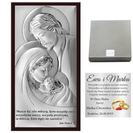 Obraz Święta Rodzina Pamiątka Chrztu na rocznice Ślubu srebrny obrazek Ślub