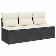 Sofa ogrodowa rattanowa 3-osobowa, czarna, 165x62x69 cm