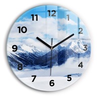Moderné nástenné sklenené hodiny s potlačou Panoráma hôr okrúhle fi30 cm