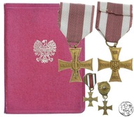 Polska, PRL, Krzyż Walecznych 1944 + miniaturka i legitymacja