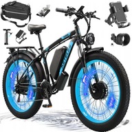 Elektrický bicykel 2000W 23AH 55KM/H Dvojmotorové hydraulické kotúčové 26" pneumatiky