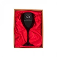 Čierny pohár na víno satén - 60 Narodeniny ako darček
