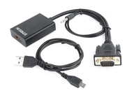 Adapter GEMBIRD A-VGA-HDMI-01 (HDMI F - D-Sub (VGA), Jack stereo 3,5 mm, US
