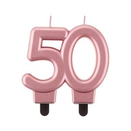 Świeczka urodzinowa - różowe złoto liczba 50