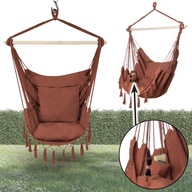 HAMAK BRAZYLIJSKI FOTEL OGRODOWY WISZĄCY HAMAK HUŚTAWKA RODOS 2 KARMEL