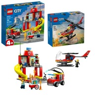 LEGO City 60375 Remiza strażacka + 60411 Strażacki helikopter Dzień dziecka