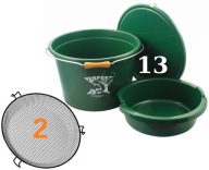 ВІДРО ДЛЯ ПРИКОРМКИ З МІРНИМ СТАКАНОМ PERFEKT 13Л + МИСКА 4Л + КРИШКА + СИТО 2