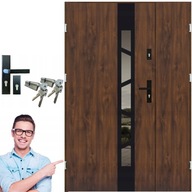 VONKAJŠIE DVERE DVOJKRÍDLOVÉ, ORECHOVÉ, PRESKLENÉ, 120, ĽAVÉ