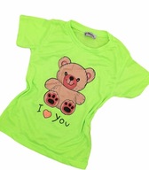 T-shirt koszulka krótki rękaw Misio neon zielona 116/122